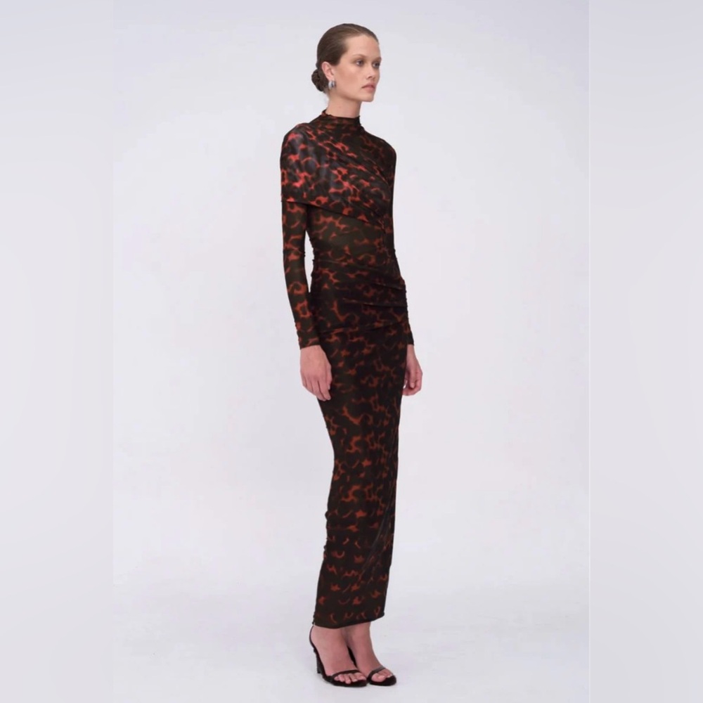 NEW suboo remi tortoiseshell print sheath maxi dress, women’s size small